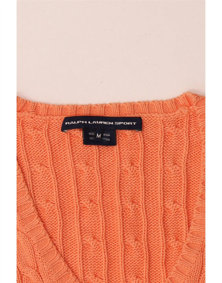 Ralph Lauren Damen-Pullover mit V-Ausschnitt, Gr. 12, Mittelorange