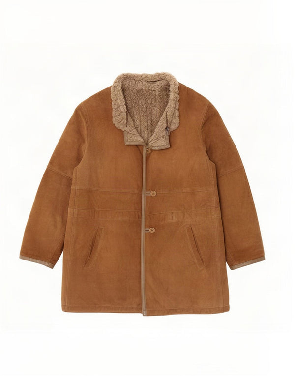 Vintage Damen Sherpa Wildlederjacke IT 48 XL Braunes Leder