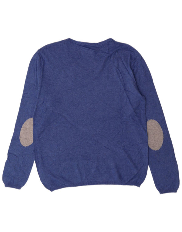 ZARA Jungen-Pullover mit V-Ausschnitt, 13–14 Jahre, blaue Baumwolle