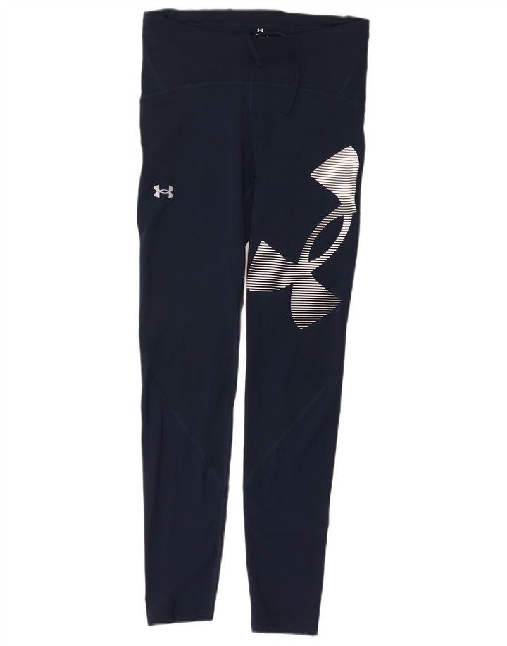 Under Armour Womens Graphic Leggings UK 12 Medium Marineblau Polyester