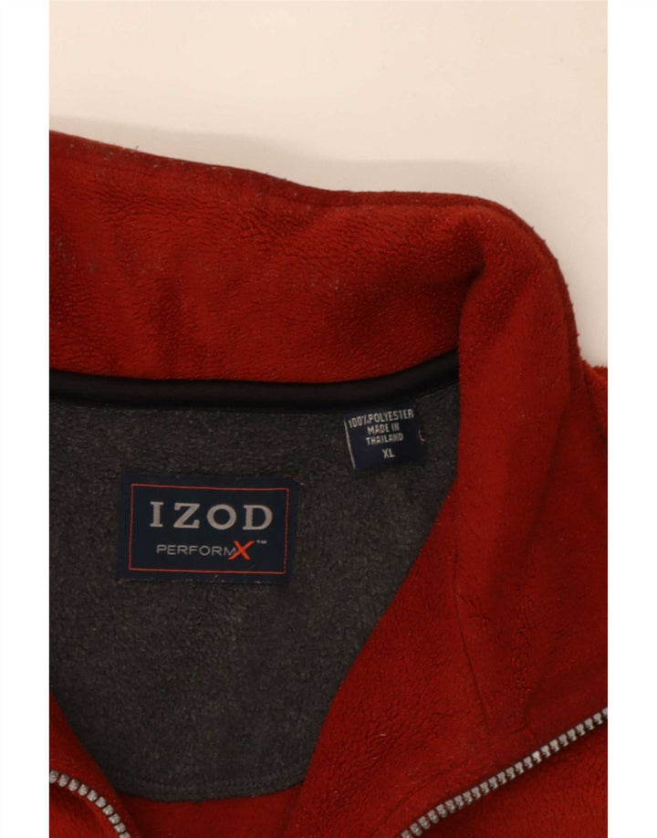 Izod Herren-Fleecepullover mit Reißverschluss, XL, rotes Polyester