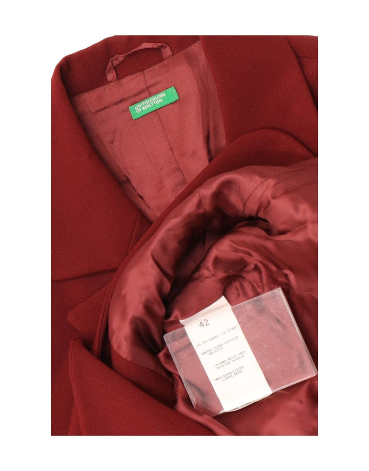 Benetton Damen-Blazerjacke mit 3 Knöpfen, Größe IT 42, mittleres Burgunderrot, Polyester