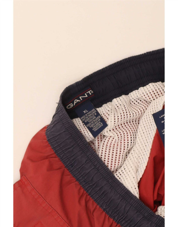 Gant Herren-Badeshorts XL, rotes Colourblock-Nylon