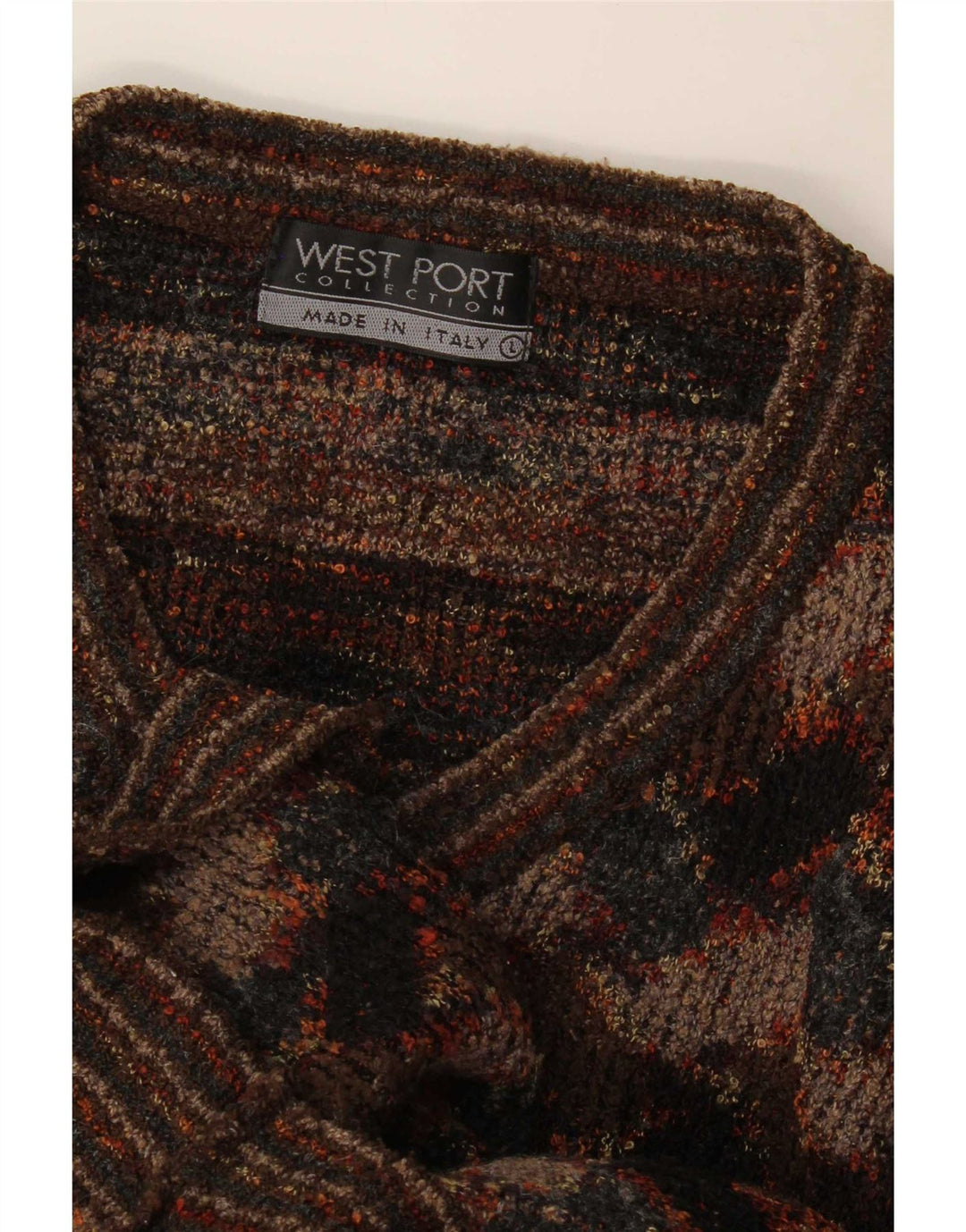 West Port Herren-Pullover mit V-Ausschnitt, groß, braun, geometrisch