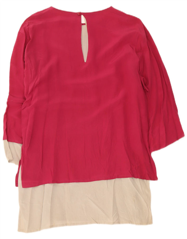 Vintage Damen Langarm-Tunikakleid IT 42 Mittelrosa Farbblock