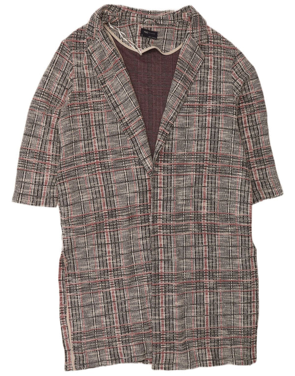 Marks & Spencer Damen Longline-Cardigan-Pullover UK 22 3XL Grau kariert