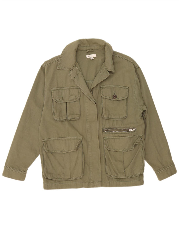 Übergroße Utility-Jacke für Damen von Topshop, UK 10, Größe S, Khaki, Baumwolle