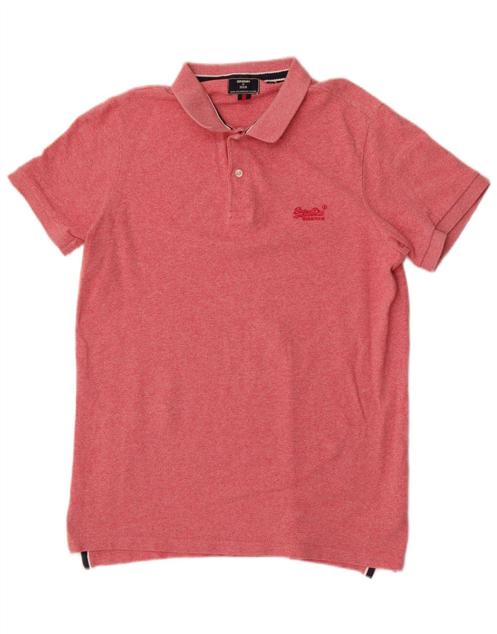 Superdry Herren-Poloshirt, große rosa gesprenkelte Baumwolle