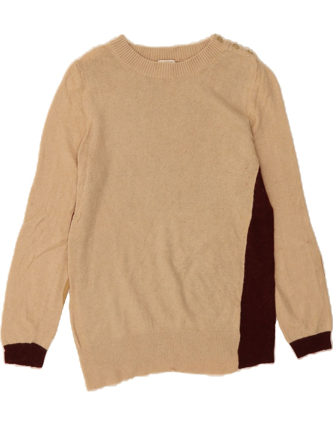 J. CREW Womens Crew Neck Jumper Sweater UK 12 Medium Beige Colourblock Vintage J. Crew and Second-Hand J. Crew from Messina Hembry 