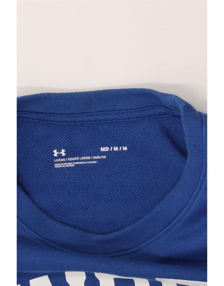 UNDER ARMOUR Mens Graphic Sweatshirt Jumper Medium Blue Vintage Under Armour and Second-Hand Under Armour from Messina Hembry 