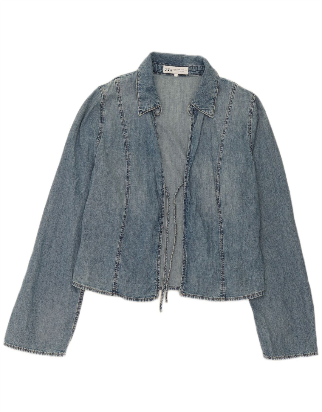 Zara Damen Wickel-Jeansjacke UK 18 XL Blaue Baumwolle