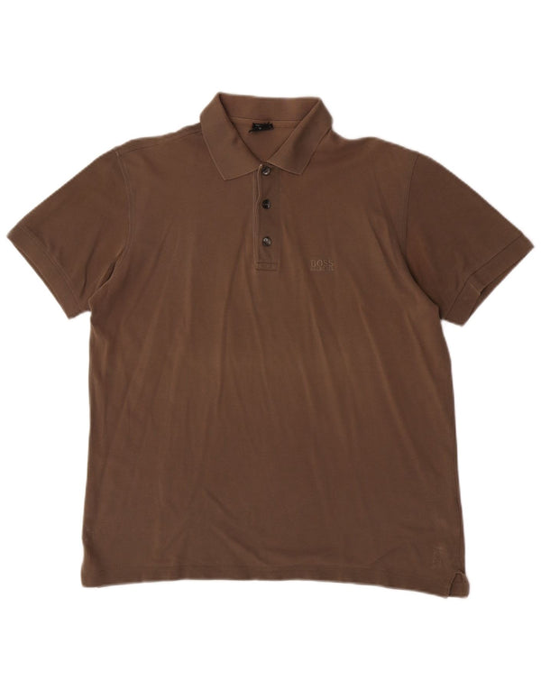 Hugo Boss Herren-Poloshirt, kleine braune Baumwolle