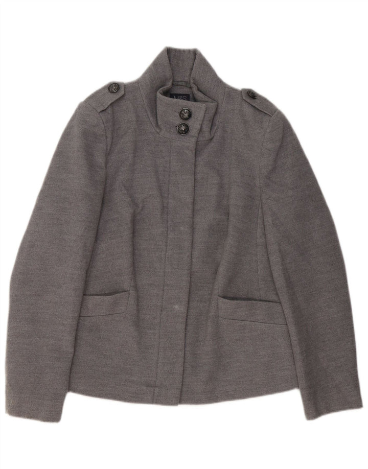 Marks & Spencer Damen Militärjacke UK 12 Mittelgraues Polyester