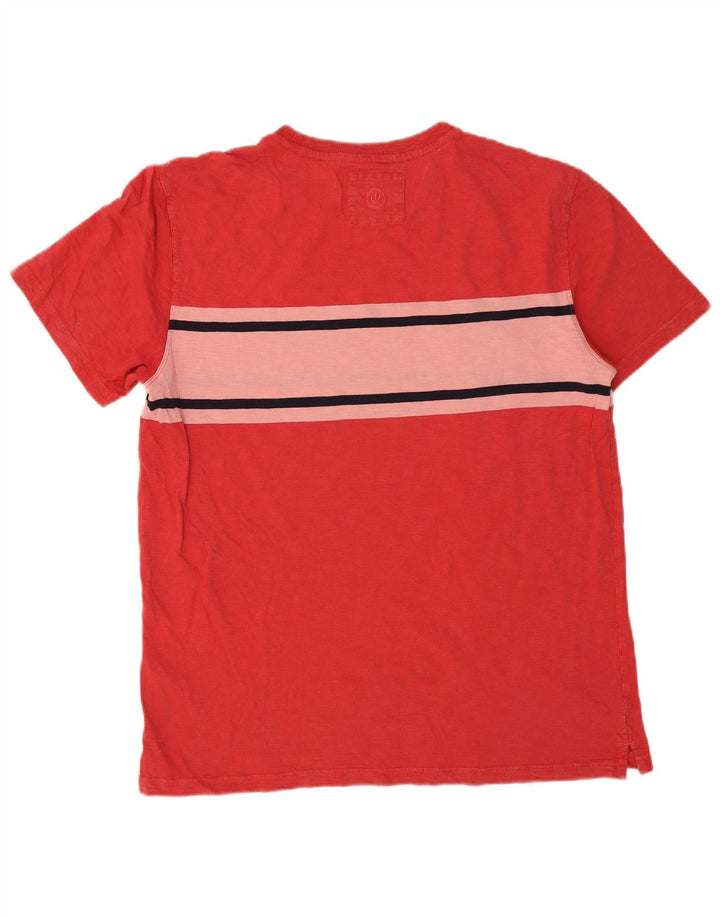 Fat Face Herren-T-Shirt-Oberteil, groß, rot, Colourblock-Baumwolle