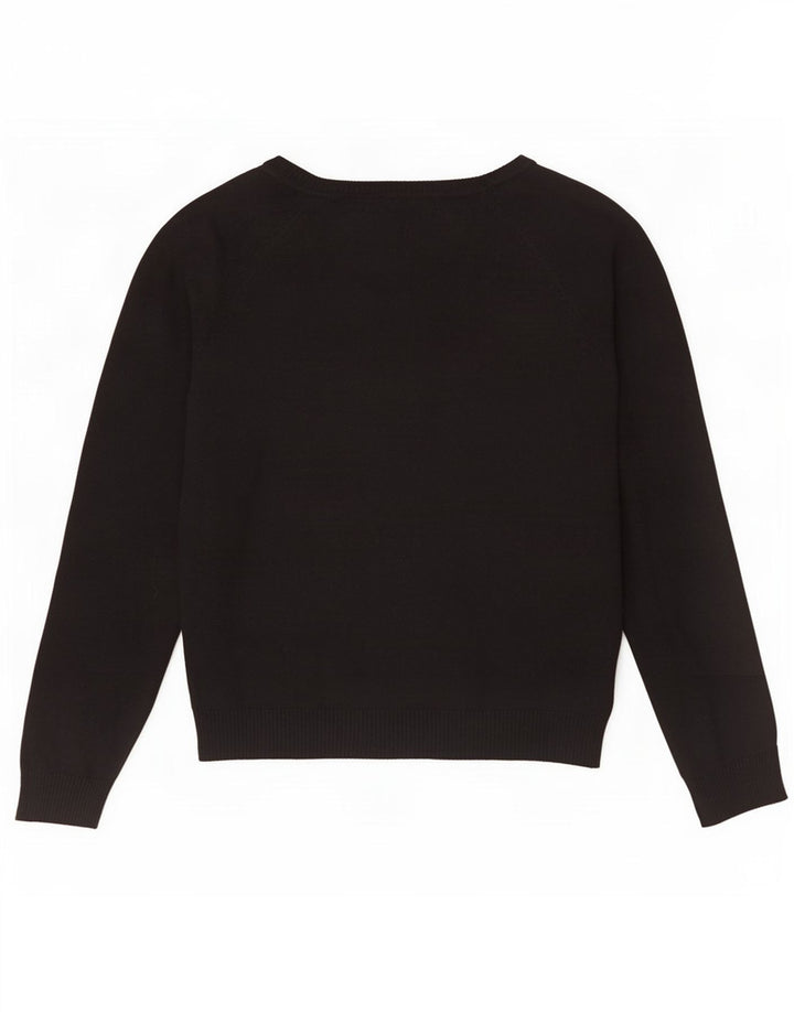 Zara Damen-Cardigan-Pullover UK 12 Mittelschwarze Baumwolle
