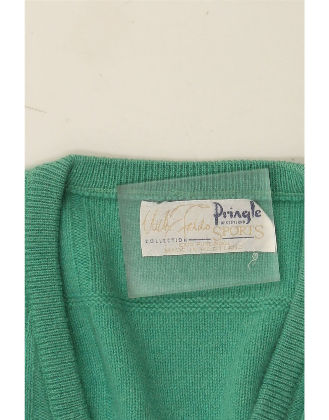 Pringle Herren-Pullover mit V-Ausschnitt, große türkisfarbene gestreifte Wolle