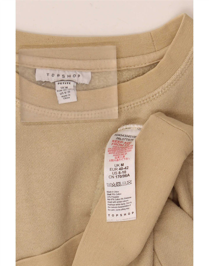 Topshop übergroßer Damen-Sweatshirt-Pullover, UK 14, mittelbeige Baumwolle