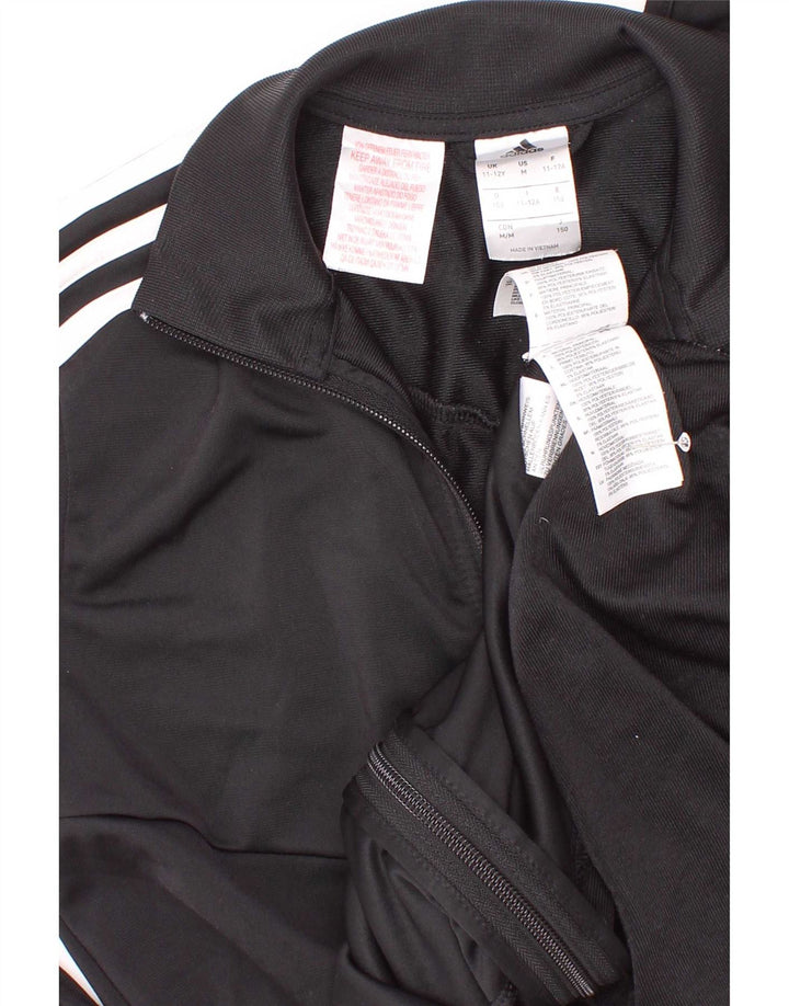 Adidas Jungen Trainingsanzug Top Jacke 11-12 Jahre Schwarzes Polyester