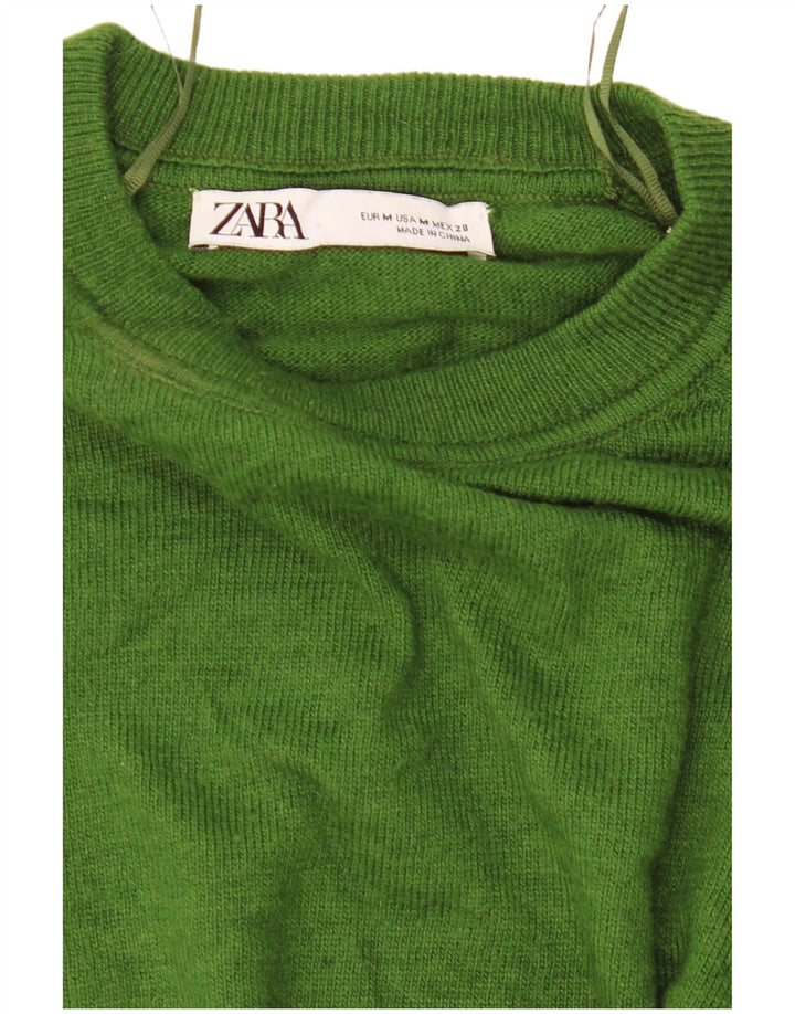 Zara Damen Crop Oversized Top Langarm UK 14 Mittelgrün