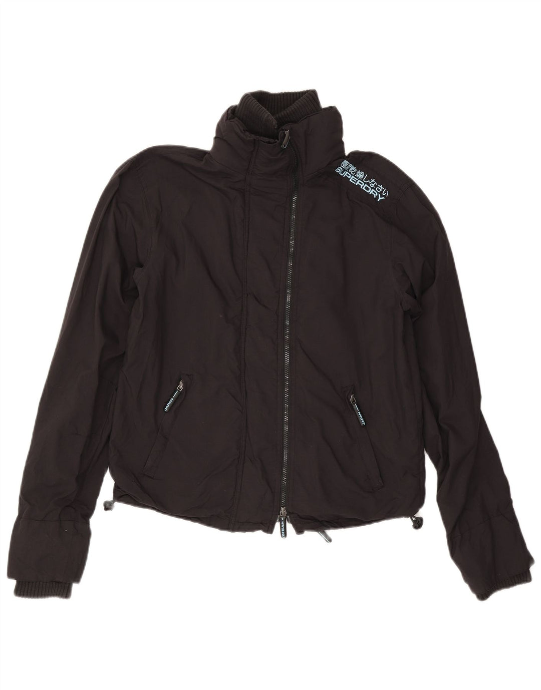 Superdry Damen Graphic Regenjacke UK 14 Mittelschwarzes Nylon