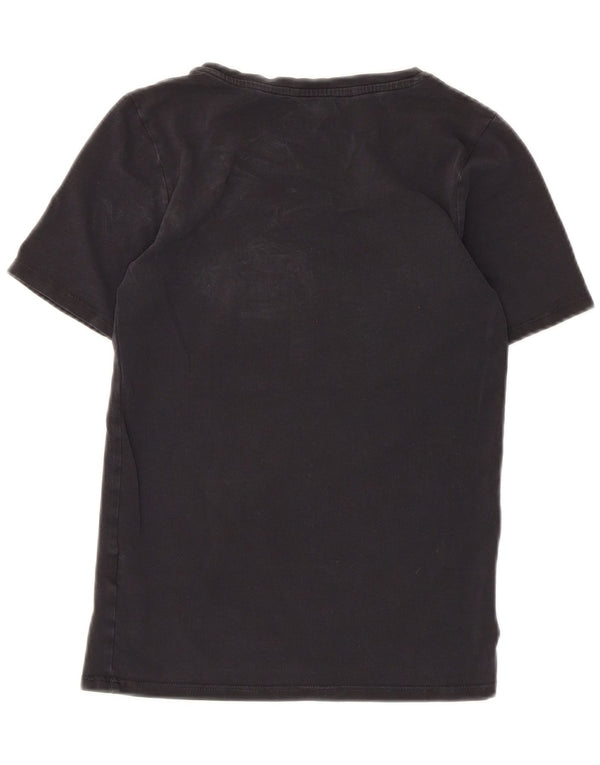 PEPE Jeans Damen Grafik-T-Shirt-Oberteil UK 8 Small Schwarz Baumwolle