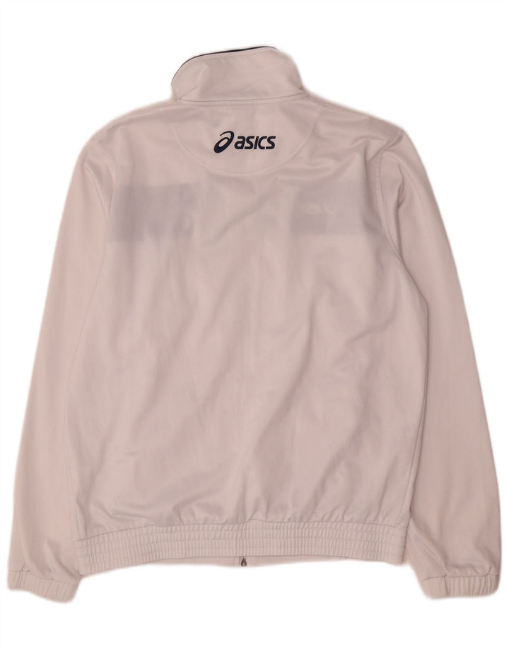 Asics Herren-Trainingsanzug-Top-Jacke, mittelweißes Farbblock-Polyester