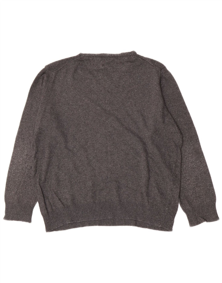 Benetton Damen-Pullover mit U-Boot-Ausschnitt, UK 12, Mittelgrau