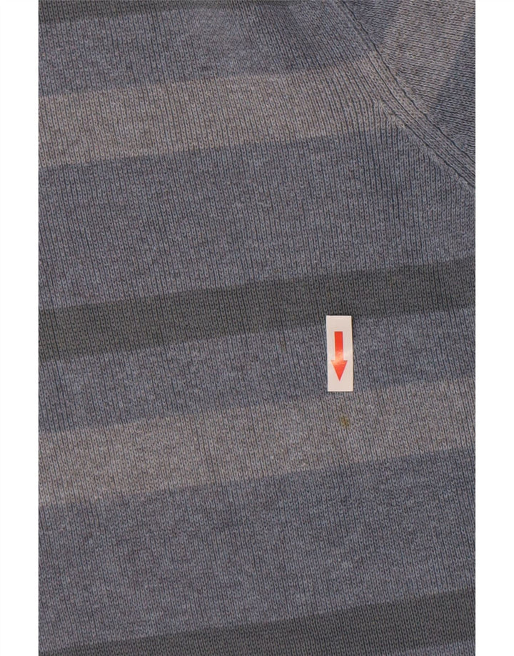 Marks & Spencer Herren-Pullover mit Rundhalsausschnitt, groß, blau gestreift, Baumwolle