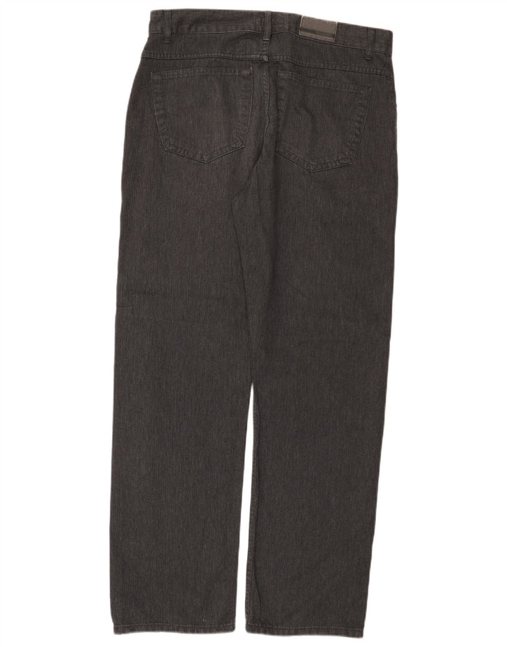 Marks & Spencer Herren-Freizeithose, gerade, W34, L31, graues Fischgrätenmuster