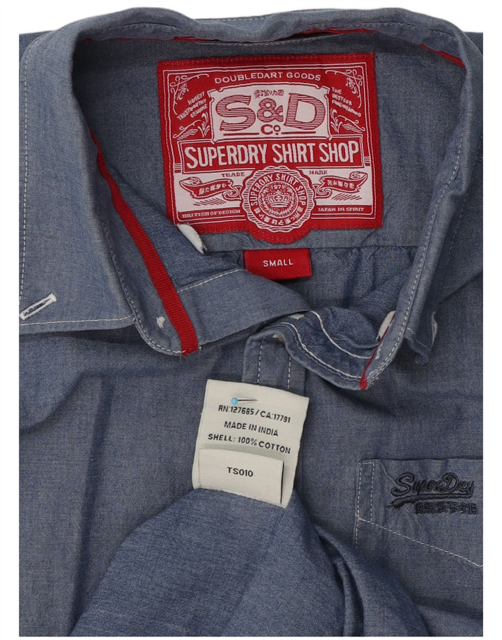 Superdry Herren-Hemd, Größe S, Blau, Baumwolle