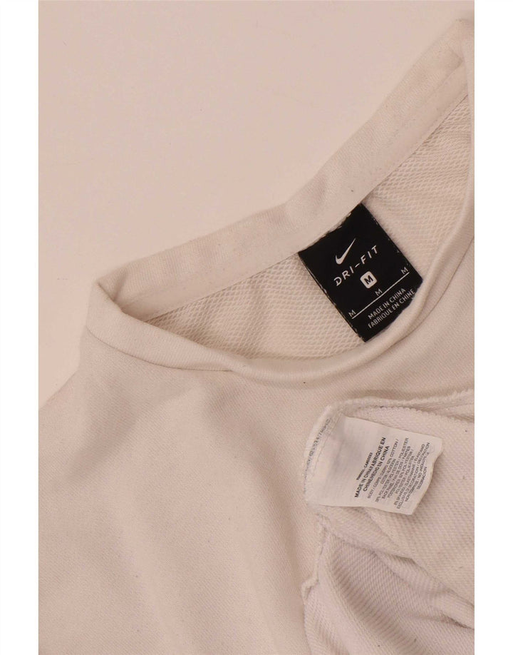Nike Damen Dri Fit Übergroßes T-Shirt-Oberteil UK 14 Mittelweiße Baumwolle