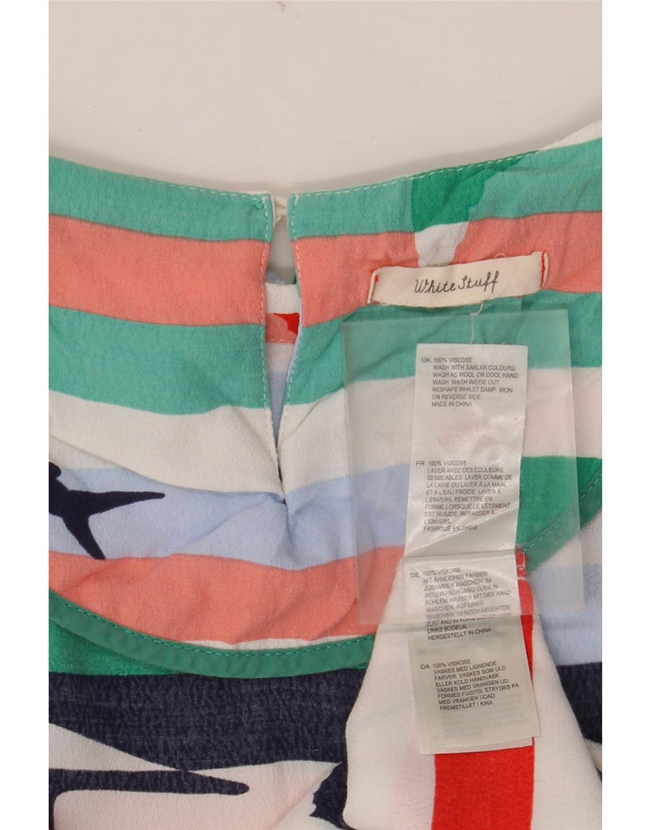 WHITE STUFF Damen-Blusenoberteil mit Grafik, Größe M, mehrfarbig, gestreift, UK 12