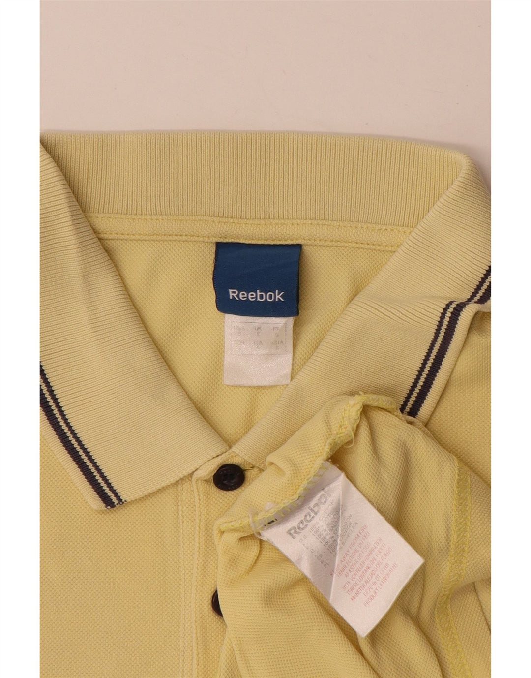 Reebok Herren-Poloshirt, klein, gelb gestreift, Baumwolle
