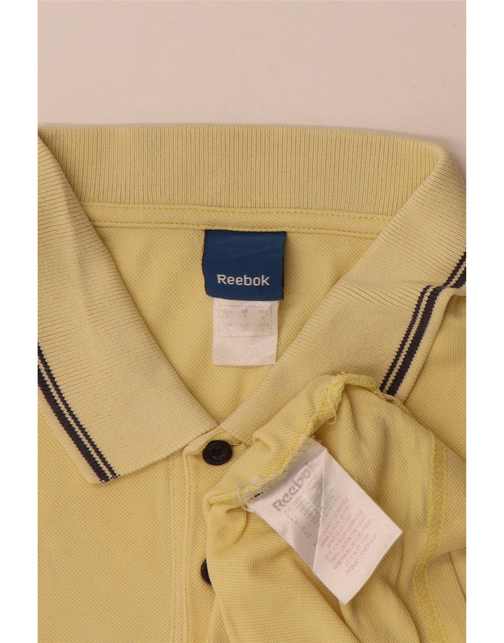 Reebok Herren-Poloshirt, klein, gelb gestreift, Baumwolle