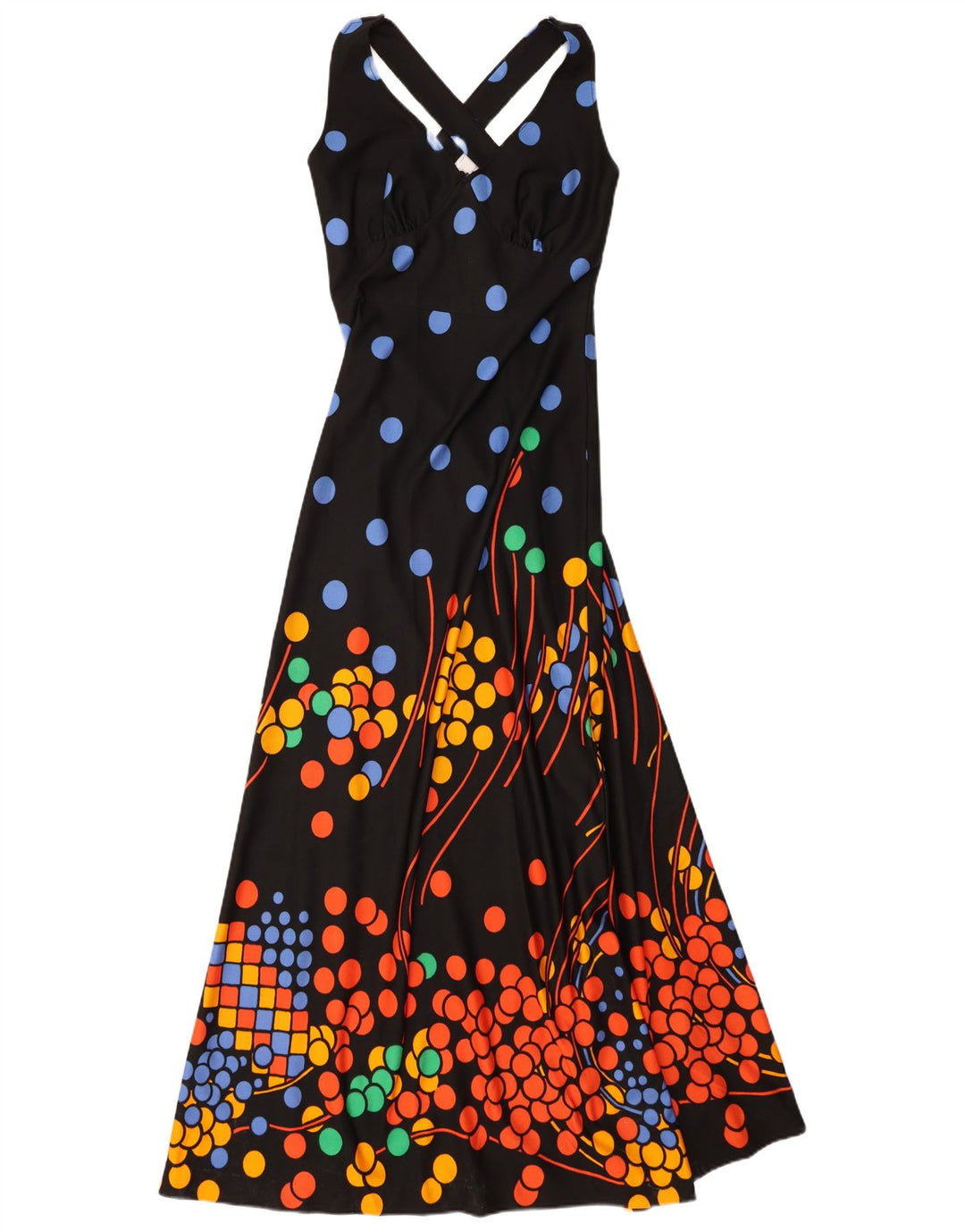 Canda Neckholder-Maxikleid für Damen, EU 38, Mittelschwarz geflecktes Polyester