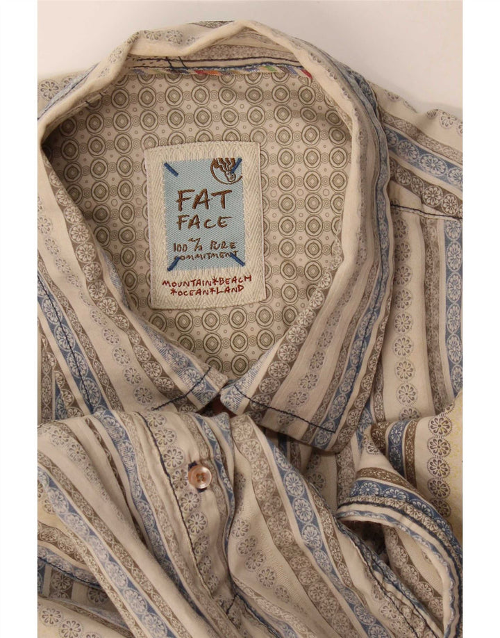 Fat Face Herrenhemd, groß, beige, gestreift, Baumwolle