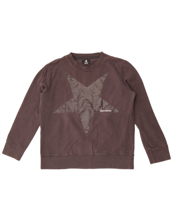 Converse Damen Grafik-Sweatshirt-Pullover UK 16 Large Graue Baumwolle