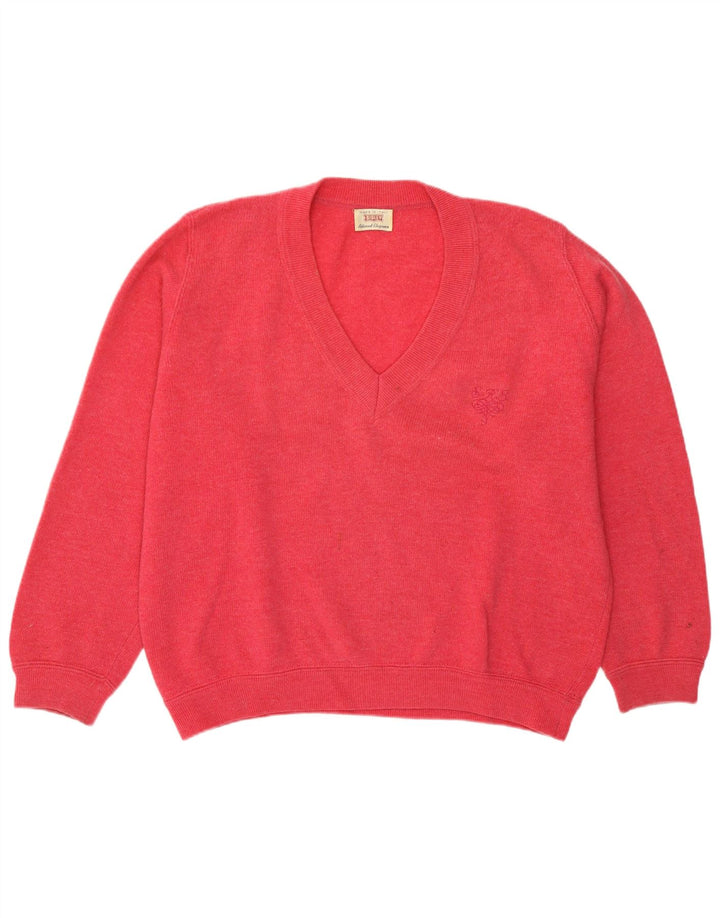 Sisley Damen Übergroßer Pullover mit V-Ausschnitt, Gr. 14, Mittelrosa