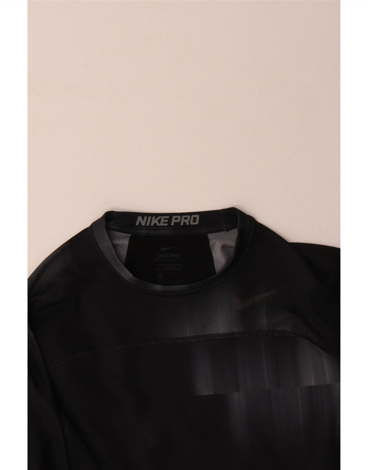 NIKE Herren-Top, langärmelig, groß, schwarz, Batik-Polyester