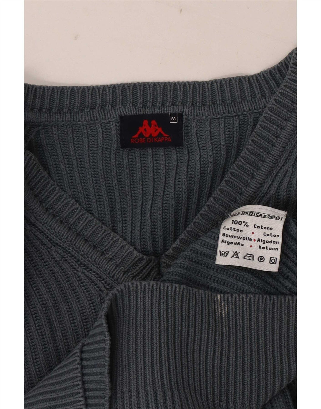 Kappa Herren-Pullover mit V-Ausschnitt aus mittelgrauer Baumwolle