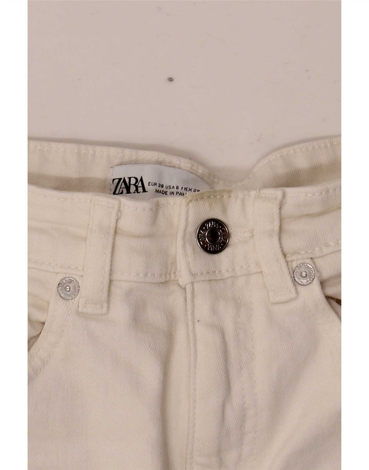 Zara Damen Crop Bootcut Jeans EU 38 Small W28 L24 Weiß