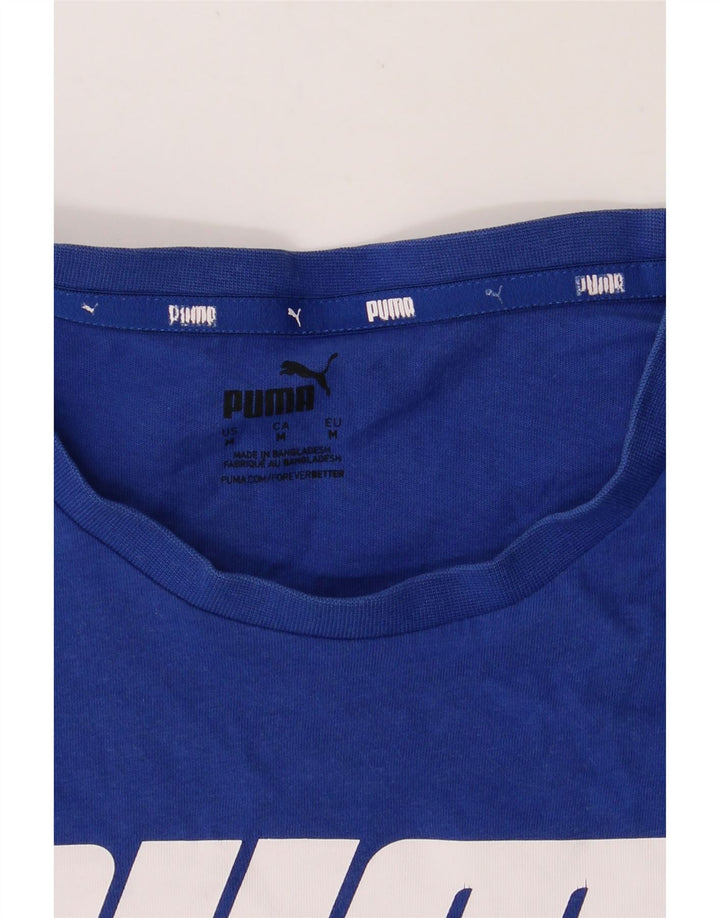 PUMA Mens Graphic T-Shirt Top Medium Blue Cotton Vintage Puma and Second-Hand Puma from Messina Hembry 
