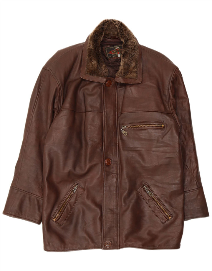 Vintage Herren Lederjacke UK 44 2XL Braunes Leder