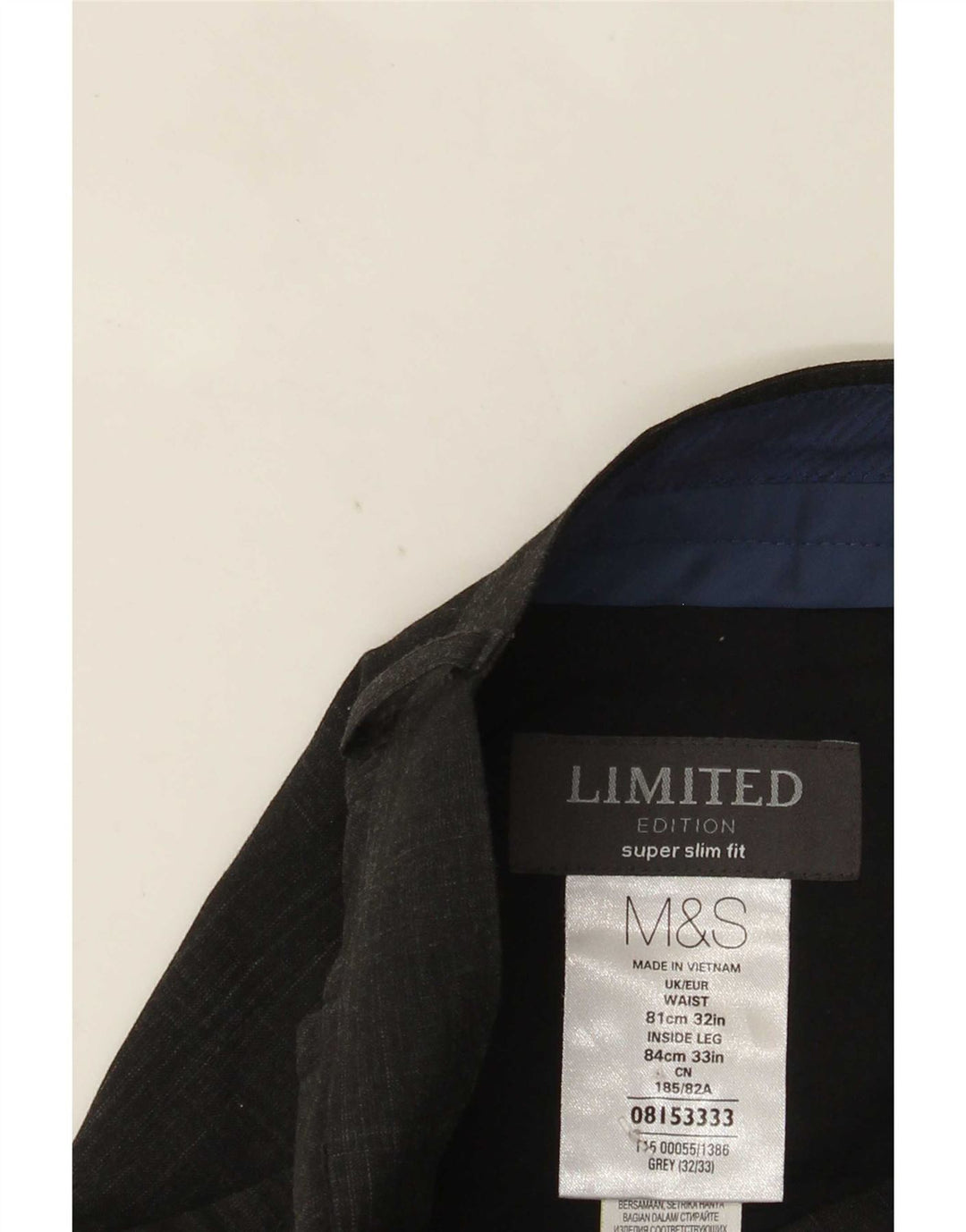 Marks & Spencer Herren-Anzughose mit super schmaler Passform, W32 L33, grau kariert