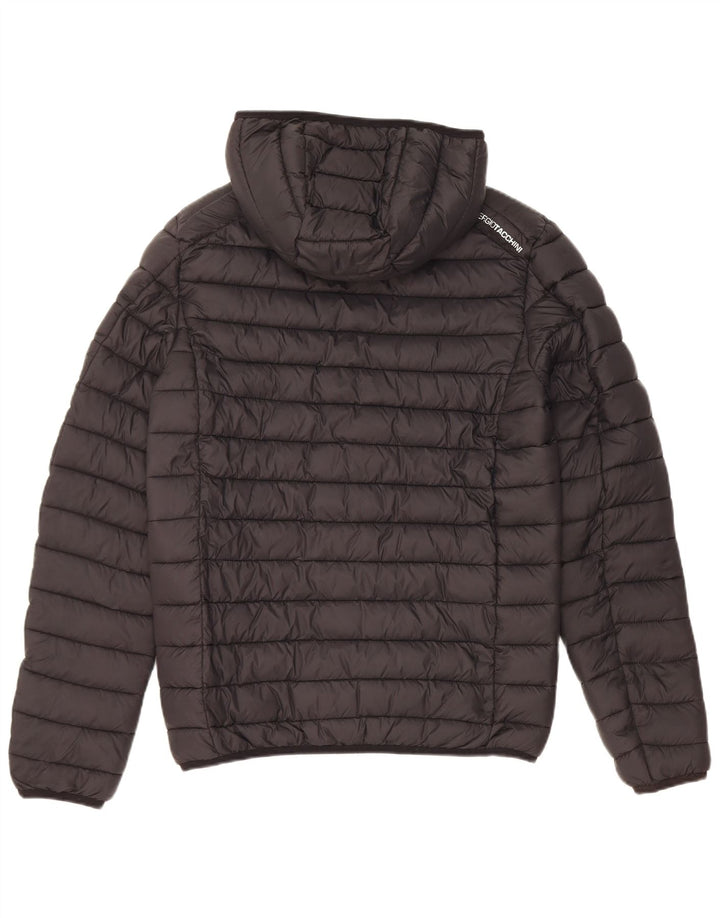 Sergio Tacchini gepolsterte Herrenjacke mit Kapuze, UK 36, kleines schwarzes Nylon