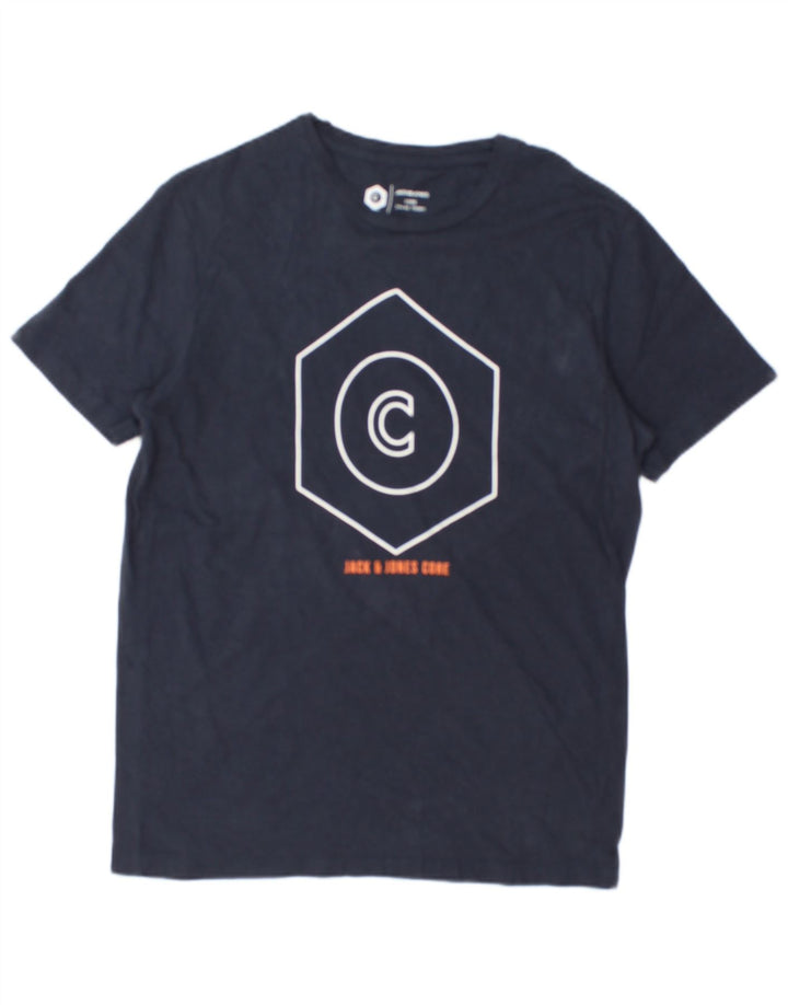 JACK & JONES Herren-T-Shirt mit Grafik, mittlere marineblaue Baumwolle
