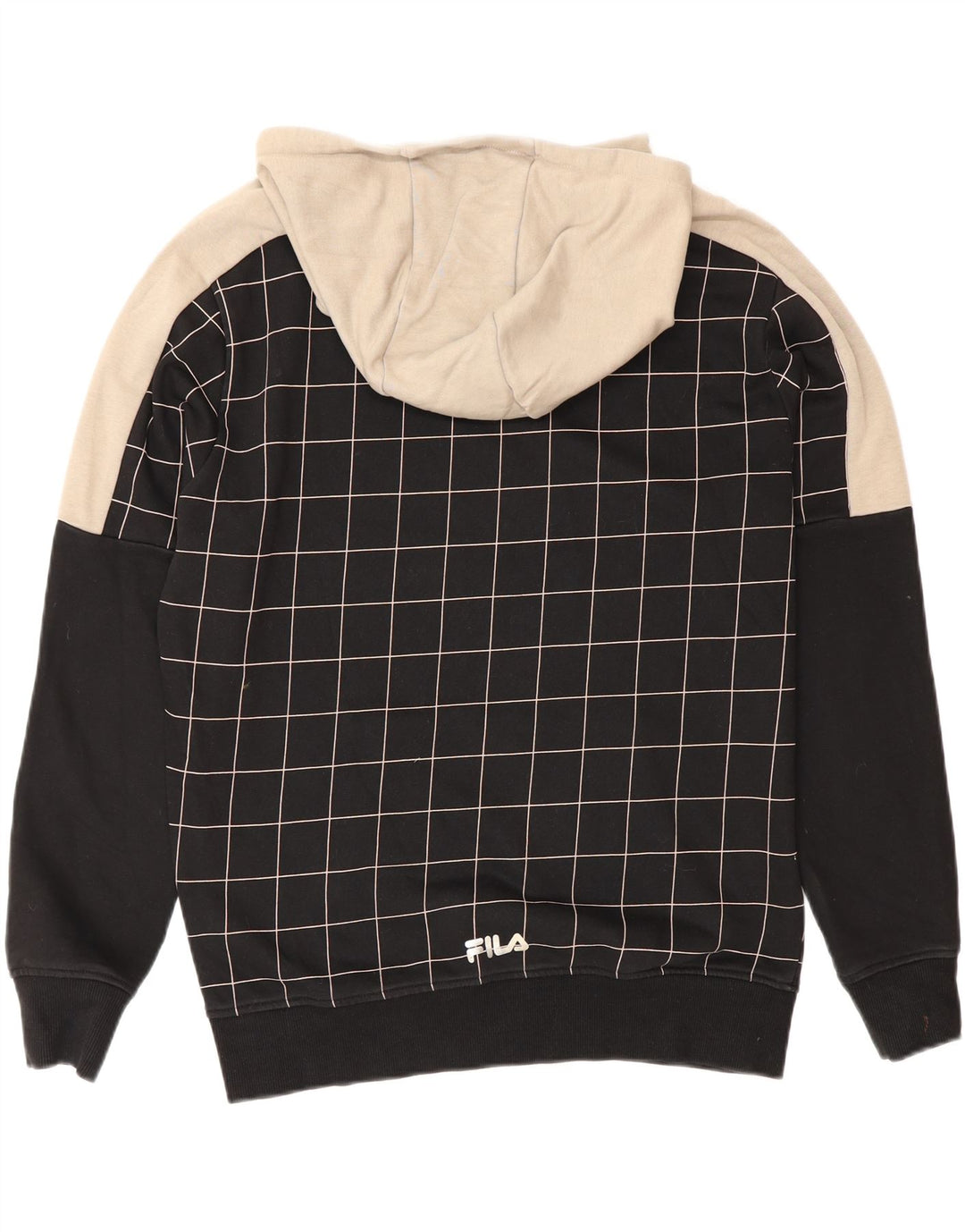 Fila Herren-Kapuzenpullover mit Grafik, klein, schwarz, kariert, Baumwolle