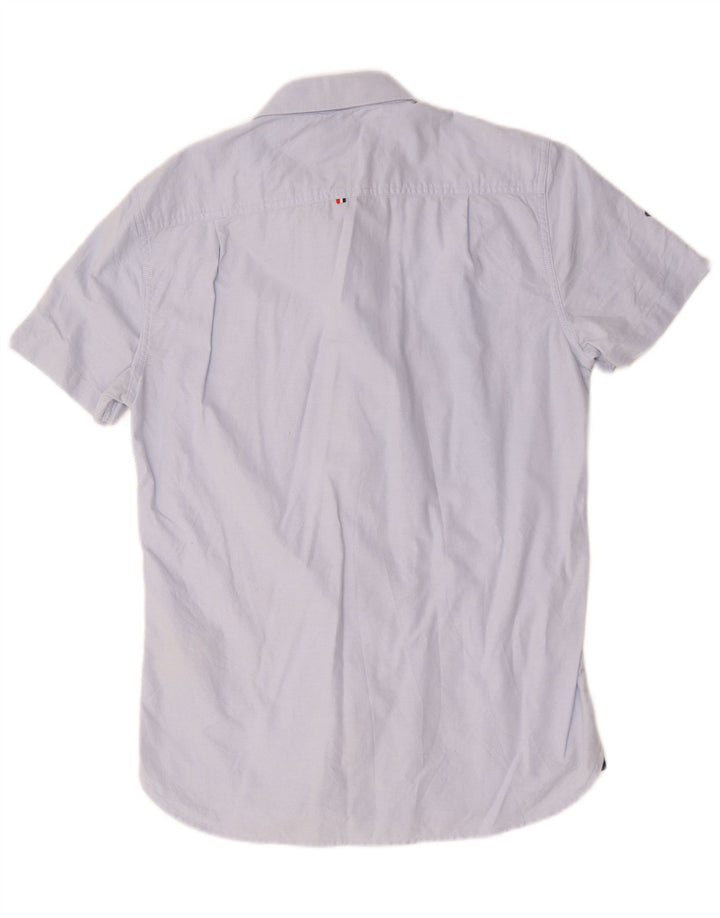 Superdry Herren-Kurzarmhemd aus mittelblauer Baumwolle