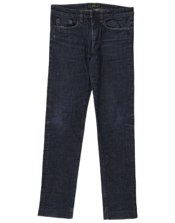 Fred Perry Damen Slim Jeans W30 L31 Marineblaue Baumwolle