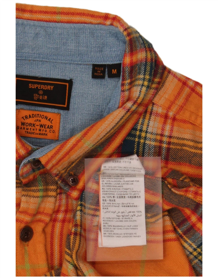 Superdry Herren-Flanellhemd aus mittelorange karierter Baumwolle